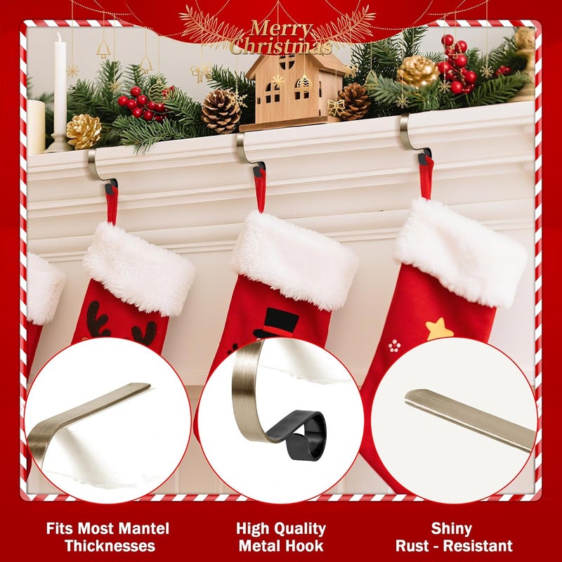 Doitory Christmas Stocking Holder Hanger,6 Pack Adjustable Stocking Holders for Mantle and Fireplace Metal Decoration for Xmas Holiday Party - Image 4